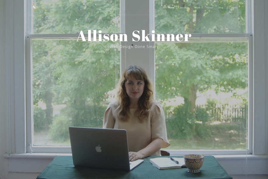 Homepage of 2016 version of Allison Skinner Web Design and Development website