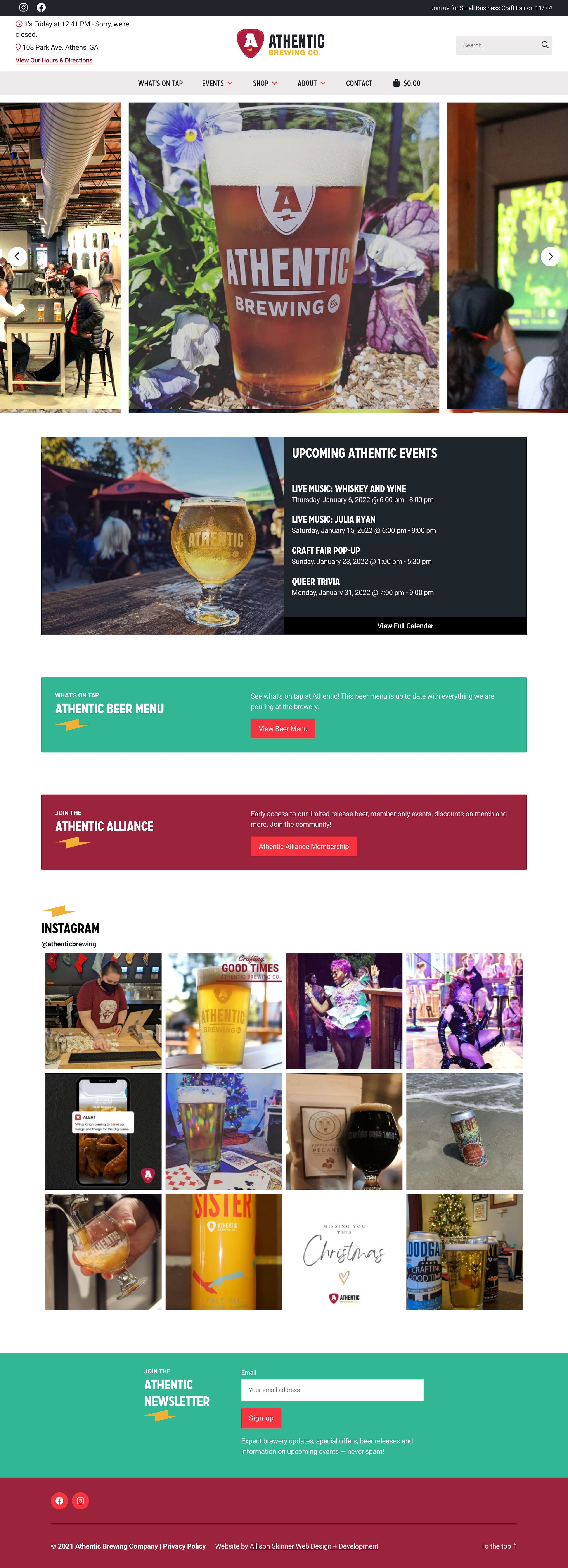 Athentic Brewing homepage