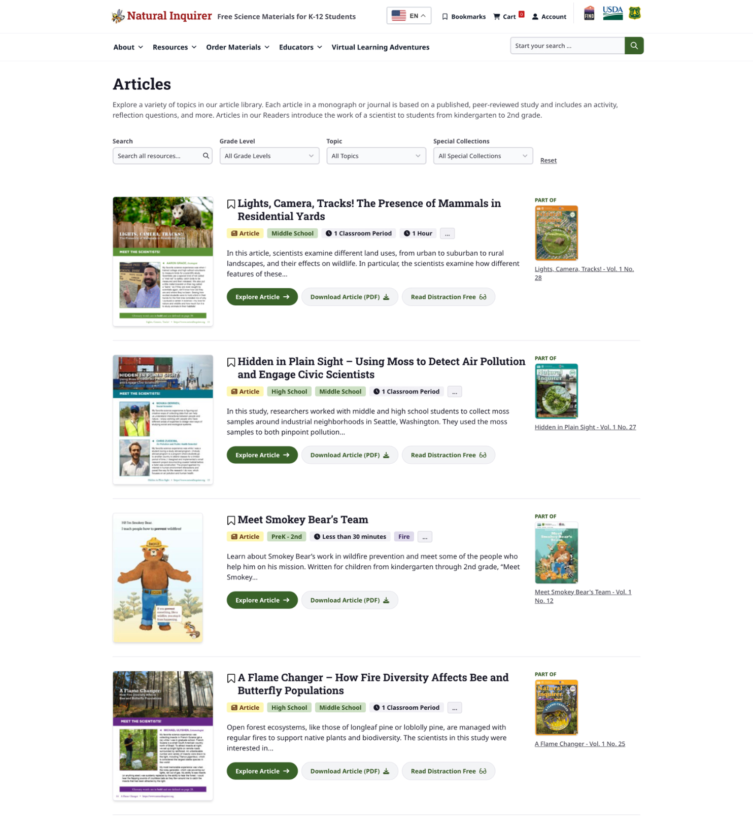 Natural Inquirer website design