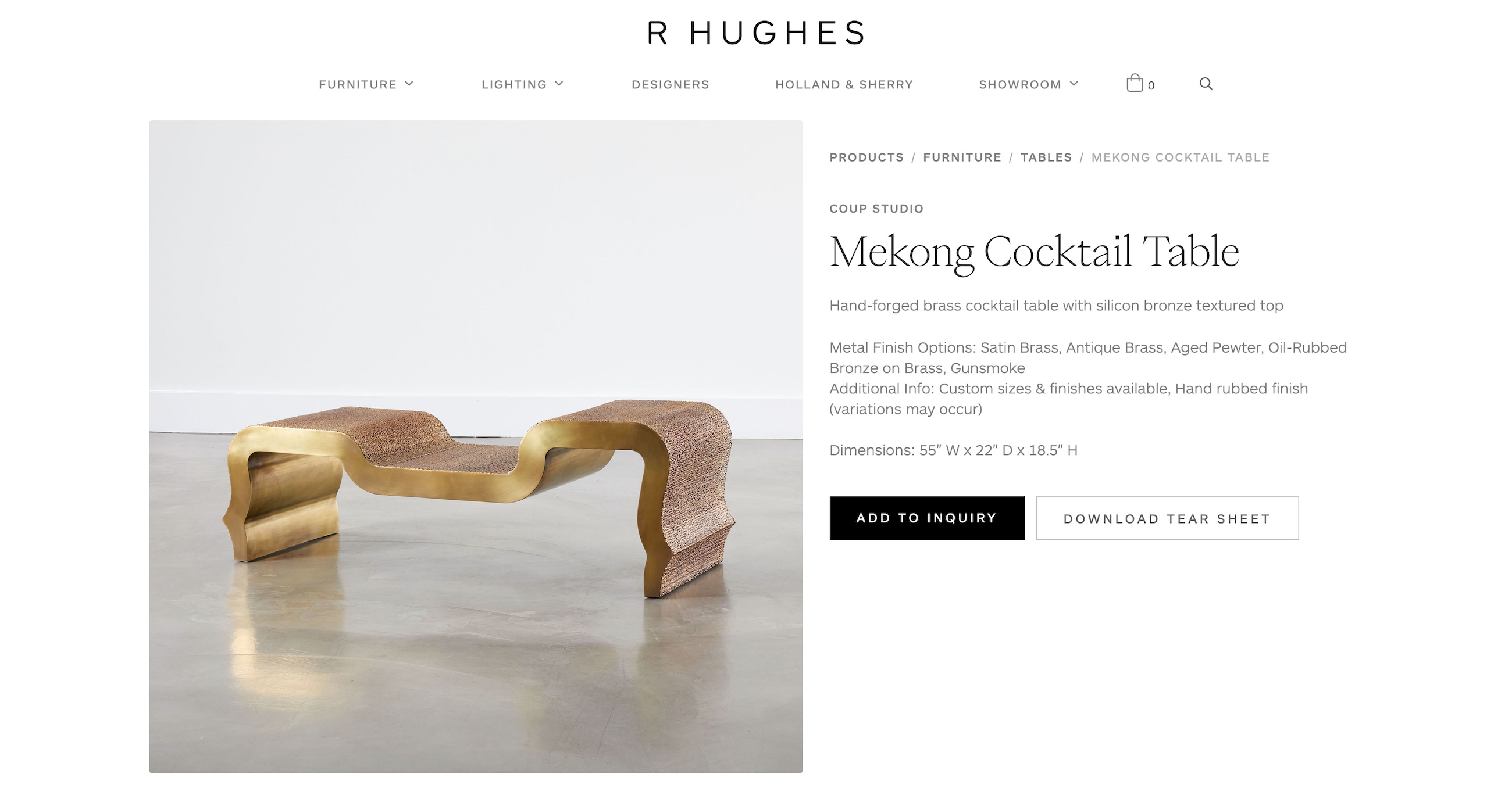 R HUGHES product page example