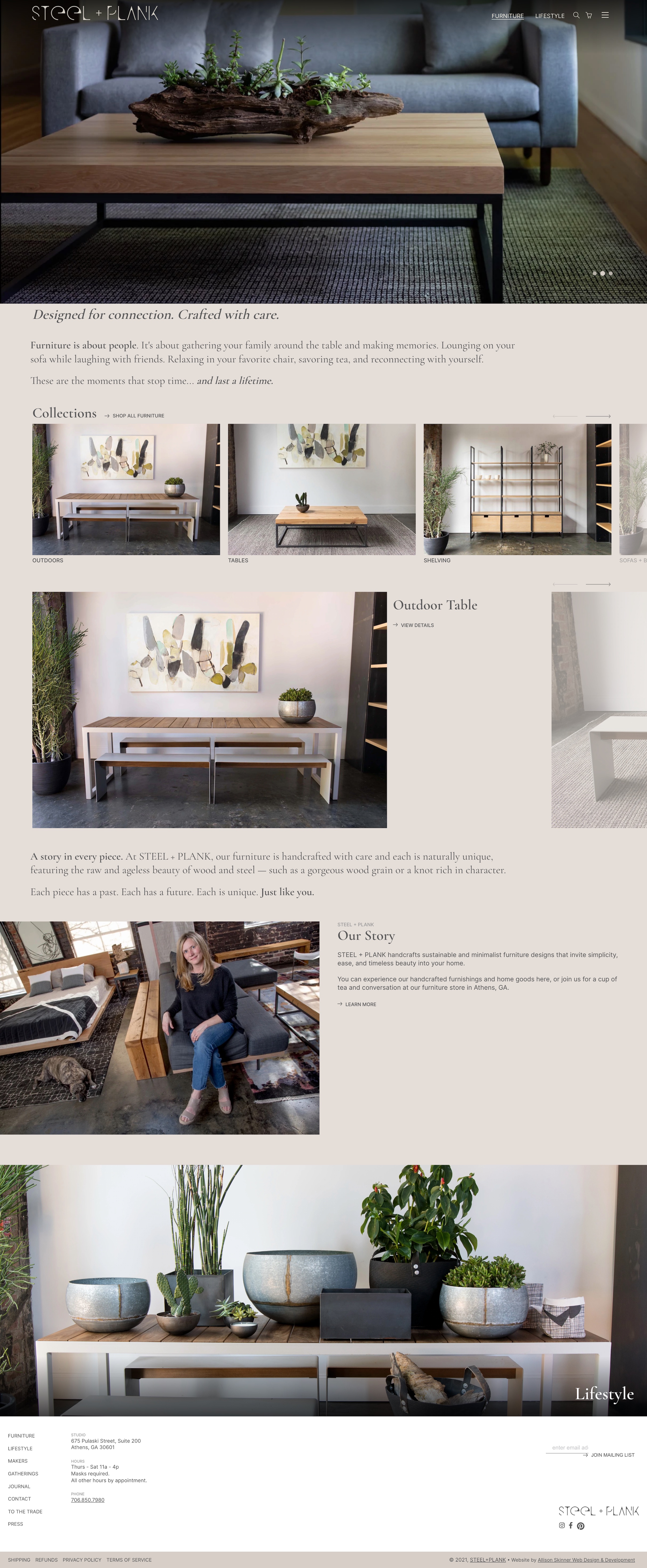 Steel & Plank furniture homepage