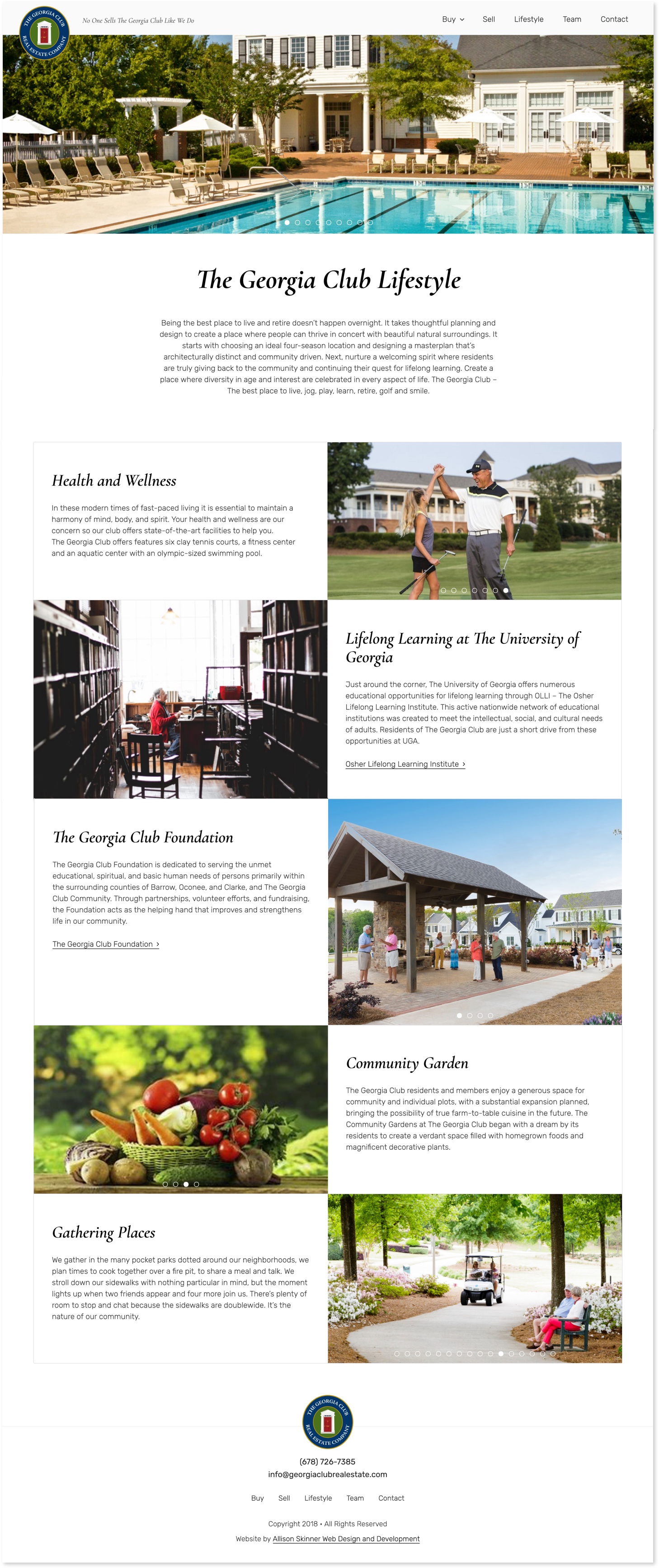 The Georgia Club Real Estate Company lifestyle page