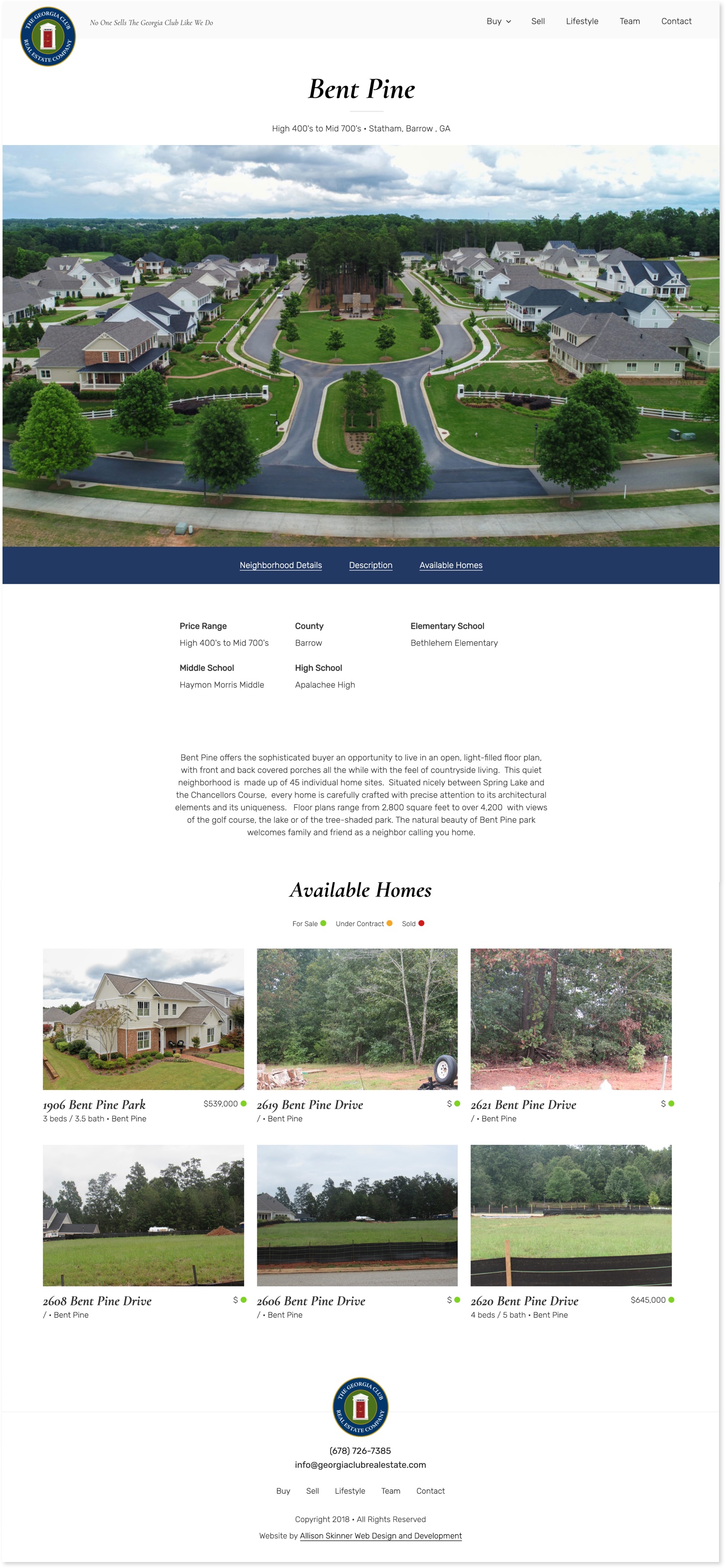 The Georgia Club Real Estate Company neighborhoods single page