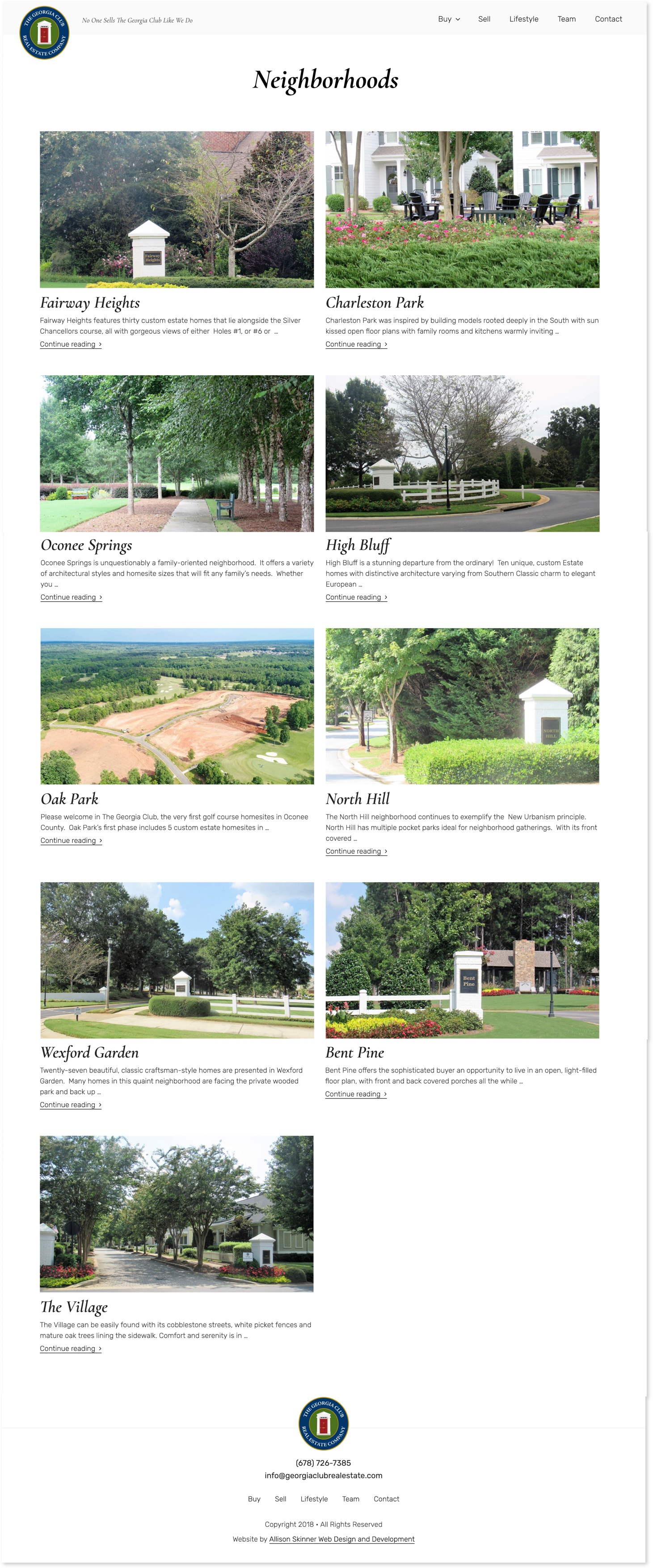 The Georgia Club Real Estate Company neighborhoods main page