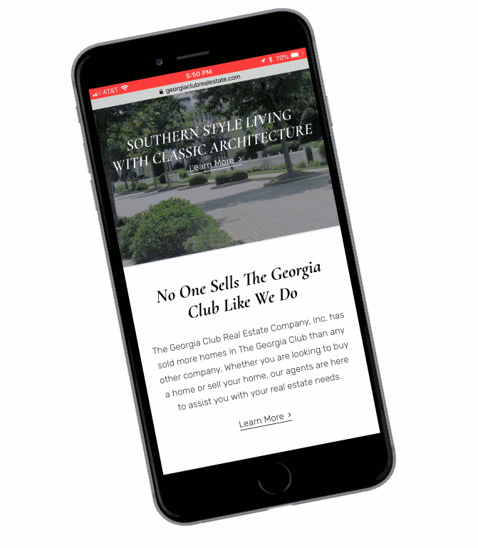 The Georgia Club Real Estate scrolling mobile view