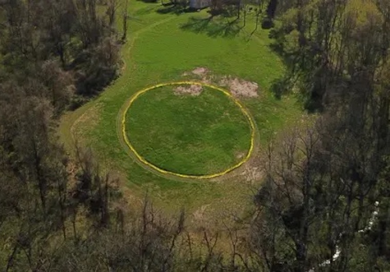 Image of a mowed circle in a field